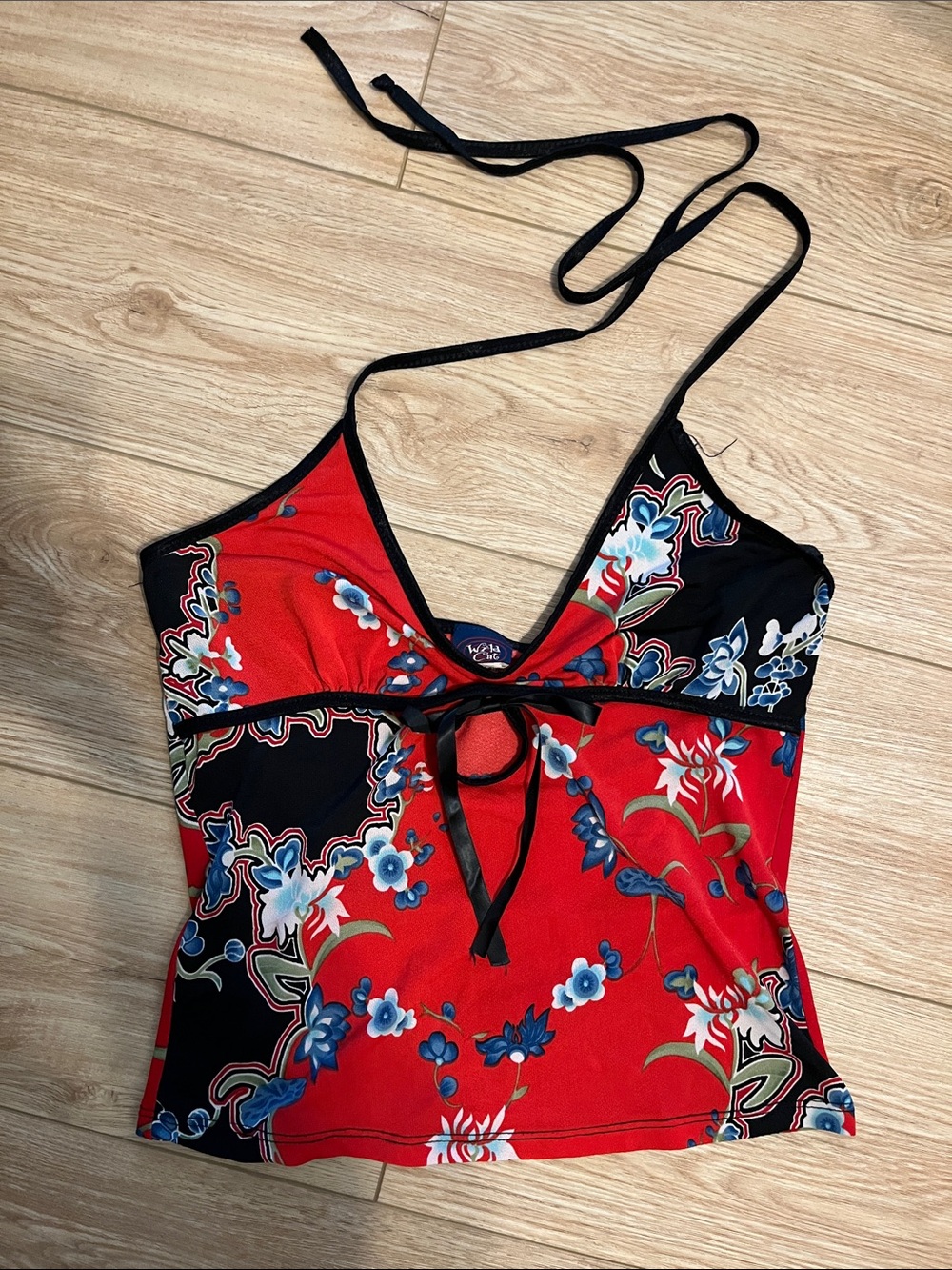 Vintage 90z Y2K Wild Cat floral halter top